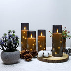 kakoya Flameless LED Candles with Timer 5 Pc Flickering Flameless Candles for Romantic Ambiance and Home Decoration Stable Acrylic Shell,with Embedded Star String，Battery Operated Candles（Grey） - Image 3
