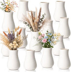 Tioncy 15 Pack White Ceramic Bud Vases Bulk Boho Small Flower Vase White Ceramic Vases for Centerpieces for Dry Flowers Pampas Grass Home Wedding Table Decor (3.9"*2.76", Minimalist) by Tioncy