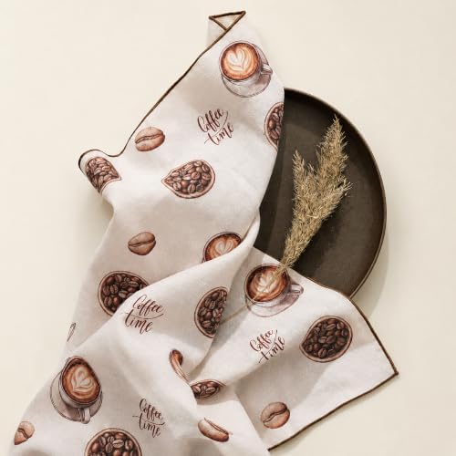 100% Cotton Printed Cloth Napkins Set of 6, 18x18 Inch Reusable Dinner Napkins, Soft Washable Floral Table Napkins for Dining, Parties & Hosting - Coffee Time - Image 7