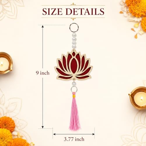 10 Pcs Diwali Lotus Wall Hanging Garlands, Indian Pooja Decorations with Pearls for Temple, Door, Window, Room and Festival Backdrop Decor - Image 2