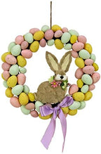 National Tree Company Artificial Hanging Wreath, Woven Branch Base, Decorated with Pastel Eggs, Ribbon, Bunny, Easter Collection, 16 Inches by Unknown