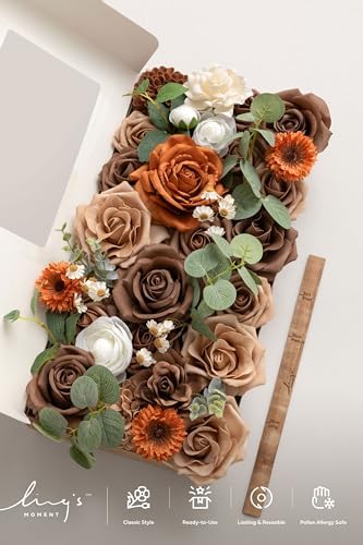Ling's moment Artificial Wedding Fall Flowers Deluxe Combo, Earth Brown - Image 6