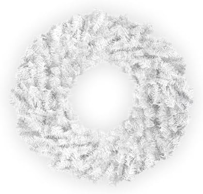 Perfect Holiday Canadian Pine Artificial Christmas Wreath 24 Inch Unlit White, Front Door Wreath for Home Decor, Entryway Accent, Christmas Decorations, Wall Decorations, Living Room Decor | White by Christmas+Trees+%26+Holiday