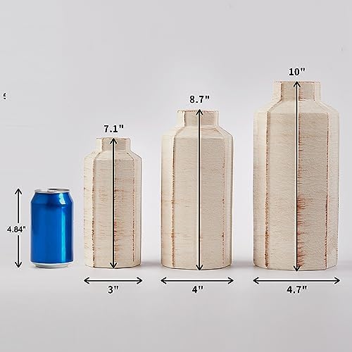 Ceramic Rustic Farmhouse Vase Set of 3,Ice Cracked Glazed Terracotta Vase - Image 3