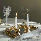 NIKKY HOME Gold Taper Candle Holders Set of 2, Elegant Swan Table Decor - Image 3