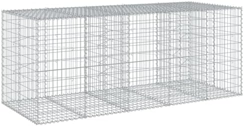 vidaXL Gabion Basket with Cover 98.4"x39.4"x39.4" Galvanized Iron by vidaXL
