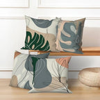Abstract Leaves Throw Pillow Covers 24''x24'' Set of 4, Geometric Pattern Cushion Covers Minimalist Tropical Palm Trees Pillowcases for Couch Sofa Bedroom Farmhouse Livingroom Garden Patio - Image 6