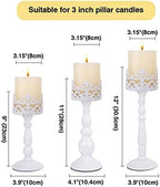Candle Holders for Pillar Candles Set of 3 White Vintage Tall Candle Holders Decorative Large Table Centerpieces Candle Stand Decor - Image 6
