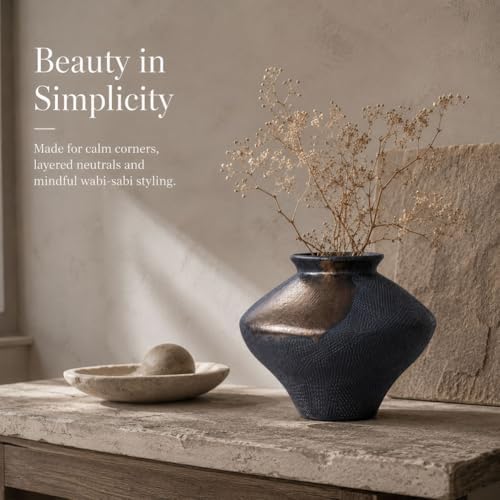 Wabi Sabi Rusty Vintage Vase, 6.3" Tall Wabi Sabi Decor Rustic Farmhouse Pottery Vase for Centerpiece, Textured Pottery Flower Vases for Home Decor, Table, Living Room, Bathroom, Kitchen (6.3 in) - Image 5