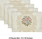 Loom and Mill Luxury Damask Placemats Set of 4, Pearly Beige, 12x18in - Image 3