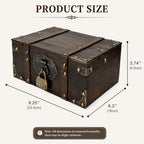 TeamSky Vintage Gray Wooden Storage Box with Lock, Rustic Jewelry Chest - Image 2
