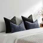 DEZENE Pack of 2 Black Euro Shams Pillow Covers 26x26 Cozy Soft Chenille Decorative Throw Pillow Covers Accent Vintage Square Couch Pillow Covers for Home Decor Bed Sofa Living Room - Image 6