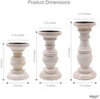 Hosley Set of 3 Whitewashed Wooden Pillar Candle Holders – 10”, 8”, and 6” Heights – Ideal for LED and Pillar Candles, Weddings, Parties, Home Décor, Spa, Reiki, and Aromatherapy - Image 3