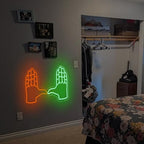 University Football Hand Sign for Wall Decor, Sports Hand Orange and Green U Neon Light Dimmer for Dormitory Decor,USB Power Lights for Man Cave, Bedroom, Game room Decor and Sport Fans Gifts - Image 5