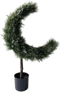 Artificial Crescent Moon Topiary Tree Ramadan Eid Mubarak Decoration Potted Faux Green Plant for Islamic Festival Indoor Home Christmas Decor (90cm/3FT) by LNGODEHO