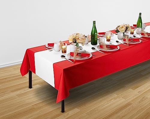 Disposable Table Runner for Dining Table, 16" 20-Pack Linen-Like White Paper Table Runners for Party, Wedding Or Event - Image 6