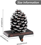 MCEAST 2 Pack Christmas Stocking Holders Pinecone with Snowflake Xmas Stocking Hangers Clips Mantle Hooks for Christmas Decoration - Image 2