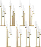 8PCS 39.37'' Tall Gold Floor Candle Holders Centerpieces with Acrylic Shade by WeddingPartyDecoration