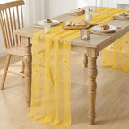 Artoid Mode Yellow Flower Pearl Yellow Gauze Table Runner 10FT 3PC, Seasonal Sheer Dining Holiday Wedding Birthday Baby Shower Table Decor for Home Party - Image 3