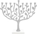 The Dreidel Company Hanukkah Menorah Tree of Life with Stone Base (Silver) by TheDreidelCompany