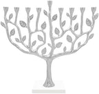 The Dreidel Company Hanukkah Menorah Tree of Life with Stone Base (Silver) by TheDreidelCompany