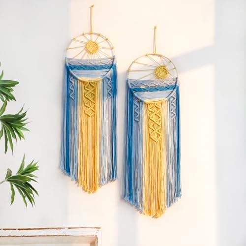 Artilady 2 Pack Macrame Hanging Tapestry Sun Wall Decor, Boho Dream Catcher by Artilady