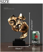 Couples Kiss Sculpture,Gold Thinker Resin Statue Ornaments,Silence is Gold Abstract Art Figurine,Abstract Style Sculptures,Living Room Desk Decorations,Bookshelf Decorative Objects - Image 4