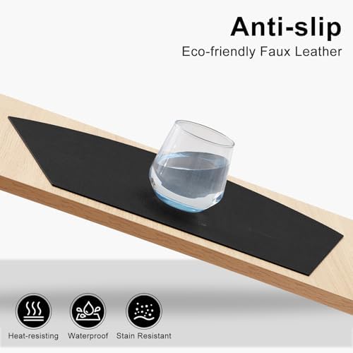 Homaxy Wedge Faux Leather Placemats for Round Table, Set of 6, Black - Image 3