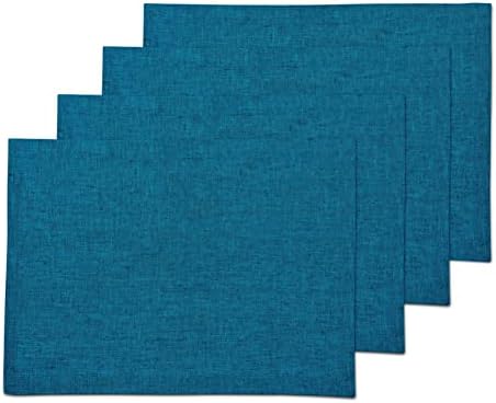 Solino Home 100% Linen Placemats Chambray Teal, Athena 14 x 19 in, Set of 4 by SolinoHome