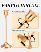 30 Pcs Gold Taper Candle Holders Bulk Set, Tall Metal Candlestick Holders for Table Centerpieces, Wedding Dining Table Fireplace Home Party Decor with Anti Slip Pads (5.9", 7.5", 8.7") - Image 3