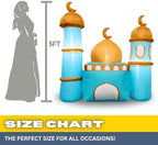 6FT Ramadan Inflatable Teal and Bronze Mosque - Islamic Ramadan Decor for Outdoor Front/Back Lawns, Built-in LED Lights and Fan to Blow Up with Air, Iftar/Eid Gift - Image 5