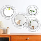 Hicarer 4 Pcs Decorative Wall Mirror Round Modern Mirror Circle Mirror Wall Art Ring Metal Mirror Wall Decor Wall Mounted Mirror for Bedroom Living Room Entryway Dining Room Hallway (Silver) - Image 7