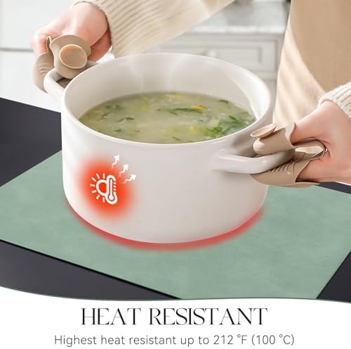 MOSAYT Vinyl Faux Leather Placemats, Set of 6, Green - Image 3