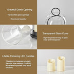 5"&4" Metal Candle Holder with Handmade Glass Dome in Brass & 2 Timer Candles, Set of 2 Versatile Hurricane Glass Candle Holders for Pillar Candles & Plants - Image 7
