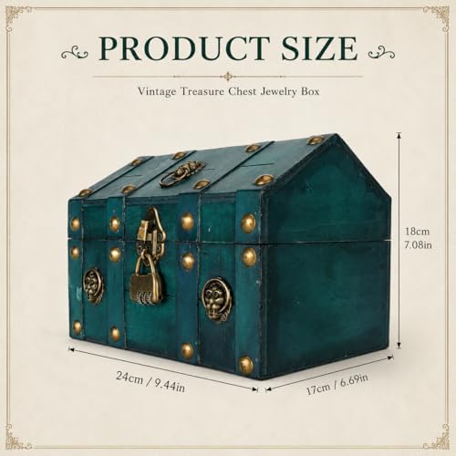 Lockable Vintage Wooden Storage Box, Jewelry Chest & Keepsake Organizer - Image 2