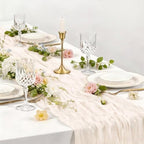 DeZerlor Ivory White Cheesecloth Table Runners 12 Pack Summer Boho Runners - Image 2