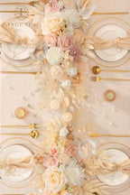 TINGE TIME Champagne Pink Flower Garlands, 2 PCS Artificial Eucalyptus Garlands, Handcraft Artificial Rose Arch Flowers for Wedding Arch Sweetheart Table Ceremony Backdrop Decorations for Home - Image 4