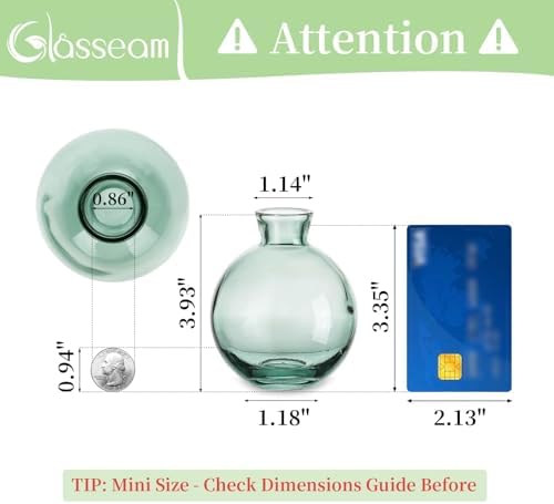 Glasseam Glass Bud Vase for Centerpieces, 6Pcs Green Small Flower Vase Set - Image 2