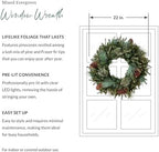Balsam Hill Mixed Evergreen Window Christmas Wreath - 22" Traditional Greenery Wreath with Faux Candle & Battery-Operated LED Clear Lights for Indoor and Outdoor Holiday Decorating - Image 4