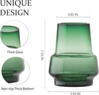 Relexome Green Glass Flower Vase for Centerpieces Bouquet Flowers Modern Wide Mouth Glass Vase Decorative Bud Vases for Home Decor, Living Room, Kitchen, Dining Table, Entryway 7.3 Inch - Image 3