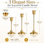 French Gold Taper Candle Holders 4 Sets(12 Pcs) - Tall Metal Candlestick Holders for Table Centerpiece, Formal Dinner, Wedding, Fireplace Mantel Decor, Fits 3/4 Inch Thick Candles - Image 3