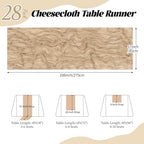 28 Pack Beige Cheesecloth Table Runner 17x108 Inch Semi Sheer Boho Gauze Cheese Cloth Fabric Table Runners, for Wedding Party Baby Shower Birthday Home Decor Garden Farmhouse - Image 2