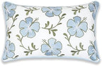 Hofdeco Premium Coastal Patio Indoor Outdoor Lumbar Pillow Cover Only, 12"x20" Water Repellent for Backyard, Couch, Baby Blue Green Embroidered Hibiscus Floral with Piping (Pack of 2) - Image 6