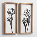 Tide and Tales 3D Black and White Floral Wall Art, Set of 2, Wall Art Set by TideandTales