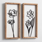Tide and Tales 3D Black and White Floral Wall Art, Set of 2, Wall Art Set by TideandTales
