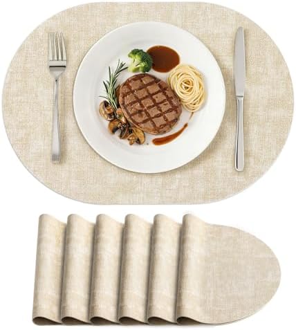 homing Heat Resistant Oval Placemats Set of 6, Beige by homing