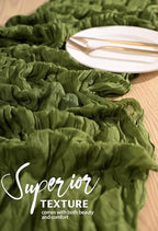 30 Pack Cheesecloth Table Runner 10FT Olive Green Table Runner Boho Gauze Cheese Cloth Table Runners Long Rustic Sheer Table Decorations for Wedding Party Baby Bridal Shower Birthday Holiday Home - Image 4