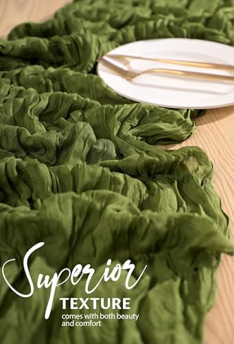 30 Pack Cheesecloth Table Runner 10FT Olive Green Table Runner Boho Gauze Cheese Cloth Table Runners Long Rustic Sheer Table Decorations for Wedding Party Baby Bridal Shower Birthday Holiday Home - Image 4