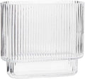 Ribbed Vase, Fluted Glass Vase for Flowers, Clear Flower Vases for Tulips, Modern Vases for Living Room, Dining Table, Office, Bedroom, Mantle, Shelf, Wedding, 7 Inch by YANWE
