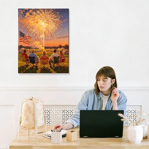 July 4th Patriotic Canvas Wall Art 4th of July USA Decorations American Flag Fireworks Picture Wall Decor Independence Day Home Decor 16x24in - Image 7